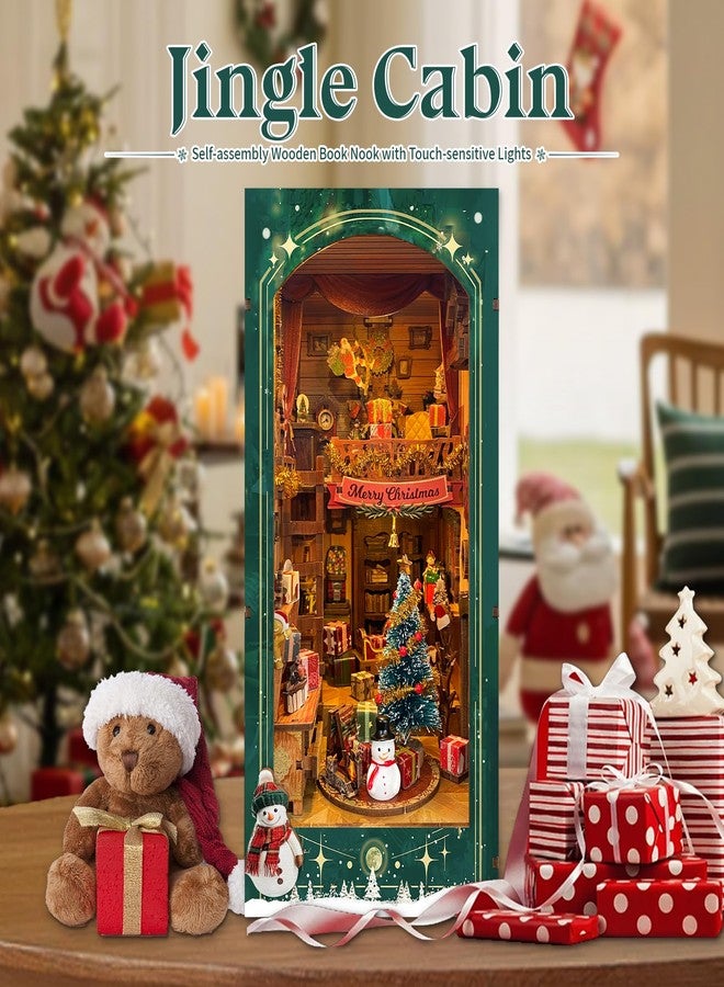 STRUCWOOD DIY Book Nook Kit - Christmas Wooden Miniature House Kit Rotating Decor, Gift for 14+ Dollhouse Kit - Jingle Cabin (SQ-34) - Image 2
